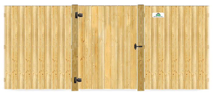 Wood gate in closed position