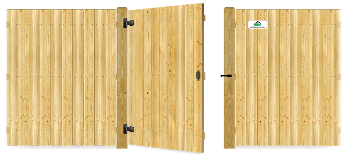 Wood gate in open position