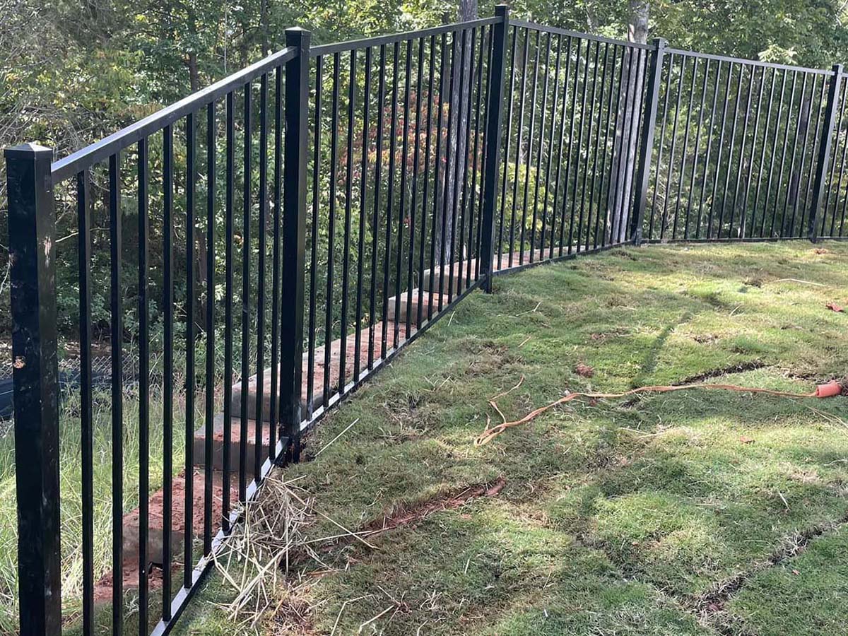 Fence with 2 Rail Ornamental Iron Fence Installation Company in Mooresville NC in Charlotte Metro Area